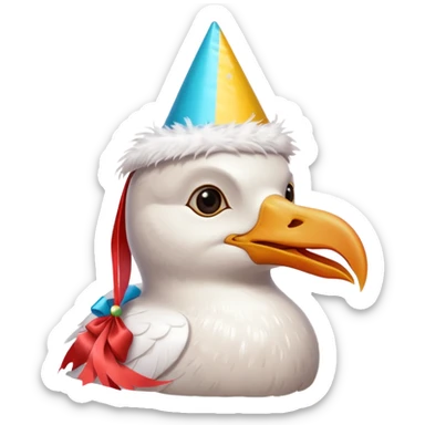 A seagull head with a party hat, without the body sticker