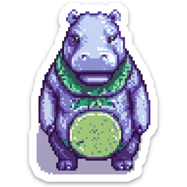 A hippo made of eggplant sticker