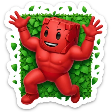 Kool Aid Man breaking through a green wall with debris sticker