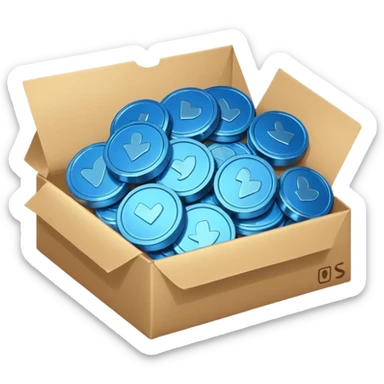 blue coins credit in a package sticker