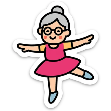 color outline icon of a grandma in a ballet pose sticker