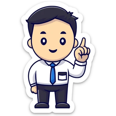 Office worker with index finger raised sticker