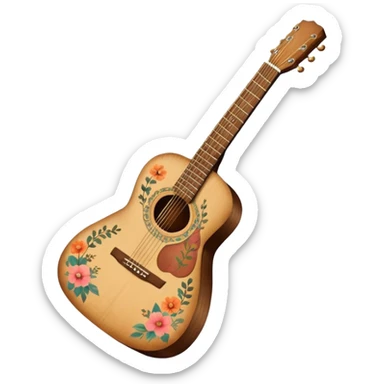 acoustic guitar with delicate indie girl aesthetic sticker