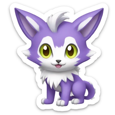 Cute cool purple white lime animal hybrid Fakemon full body sticker