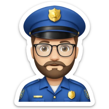 Police officer with glasses and beards(white uniform) sticker