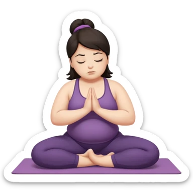 Sad fat girl doing yoga crow pose dark hair sticker