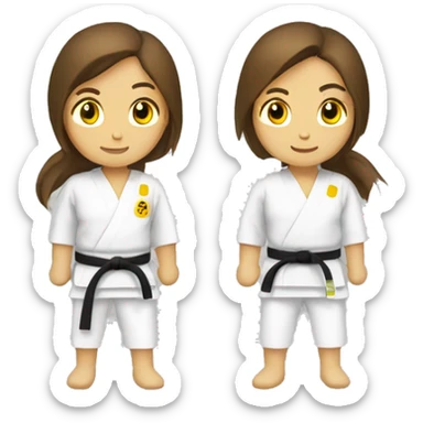 long brown-haired brown-eyed woman Karateka yellow belt sticker