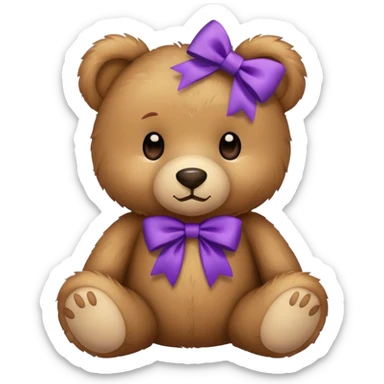 Teddy bear with purple bow sticker