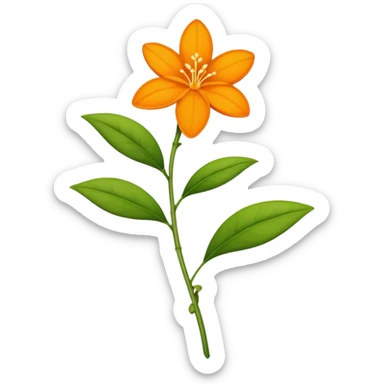 single Orange Jasmine, straight stem sticker