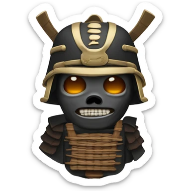 cabeza de samurai con casco y cara de calavera sticker