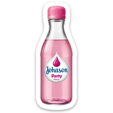 realistic Johnson and Johnson style bottle pink cap pink logo clear bottle with berry logo with diddy party written and a berry on top bottle sticker