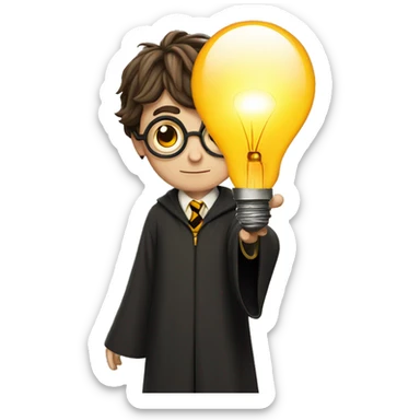 harry potter with bulb over head sticker