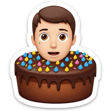cake with a man hiding inside sticker