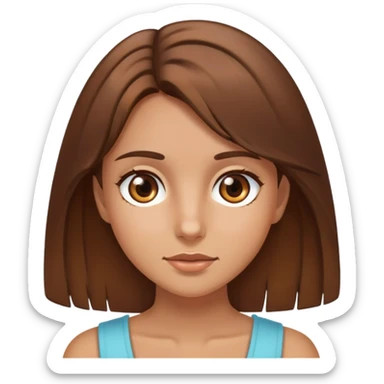 fille cheveux lisses brun yeux brun brune  sticker