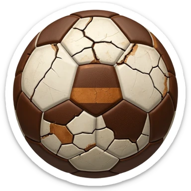old brown really cracked soccer ball sticker