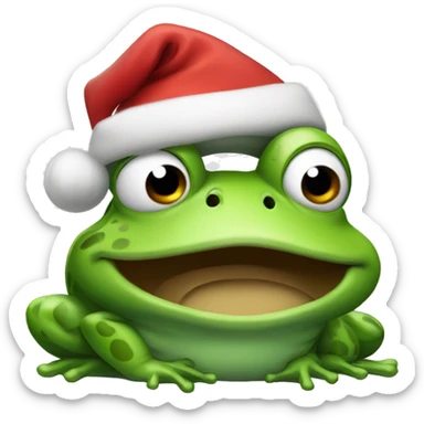 Frog wearing Santa hat sticker