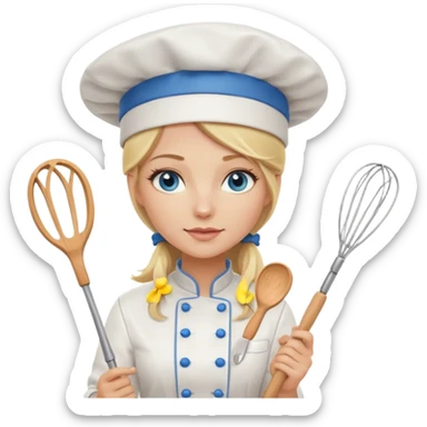 Sexy Long Blonde hair blue eyed female chef sticker
