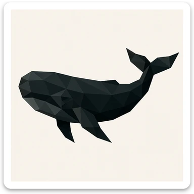 a black whale, polygonal style sticker