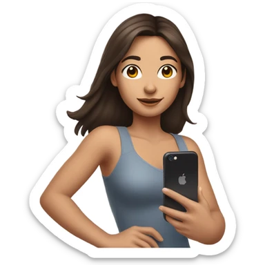Brunette Girl taking selfie with her phone sticker