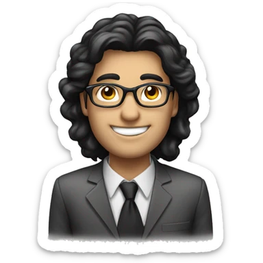 Human resources, black hair, man, turkish, professional smile, black glasses sticker