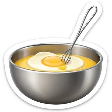 beaten egg in a bowl, There is a whisk inside the bowl. sticker