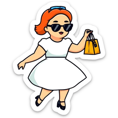 Dress and sunglasses, and with a bag dance ￼ sticker