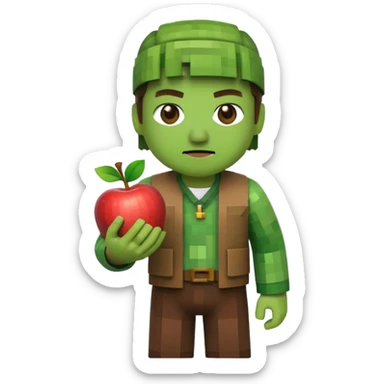 villager from minecraft, apple emoji style sticker