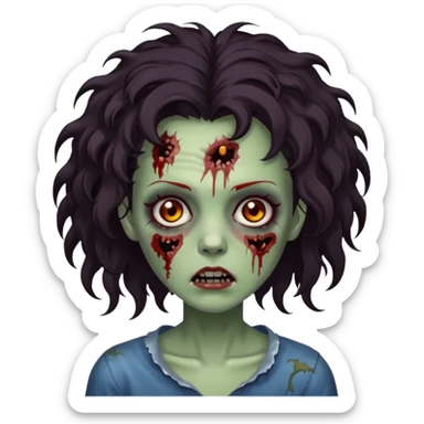 Mulher zumbi com pés escura ferimentos e um cabelo crespo sticker