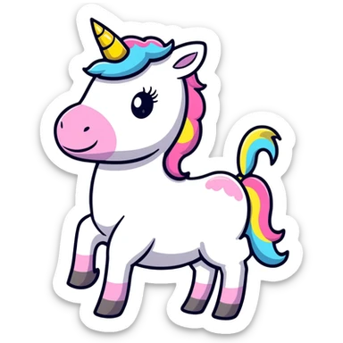 playful unicorn riding a donkey sticker