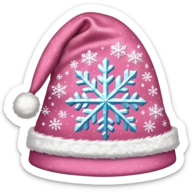 Light pink Santa hat with sparkly snowflakes sticker