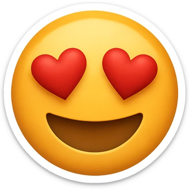 yellow face with heart eyes emoji, digital illustration sticker