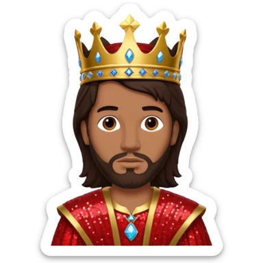 King Solomon from The Bible with dark brown hair,  red sequin outfit sticker