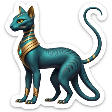 Futuristic Ethereal Beautiful Elegant Salandit-Bastet-Fakémon-hybrid-creature (full body)  sticker