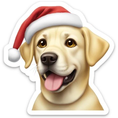 Yellow lab dog wearing Santa hat sticker