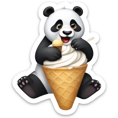 Panda eating ice cream sticker
