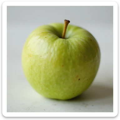 green apple with a bite taken out, fresh and slightly sour, realistic style sticker