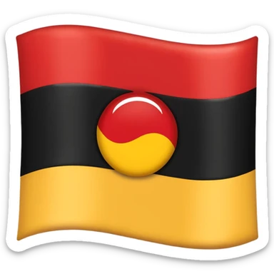 A wawy black and red rectangle with medium sized yellow circle in the middle flag sticker