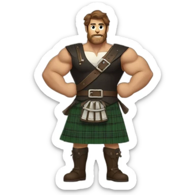 monty wearing a kilt flexed bicep brown haired sticker