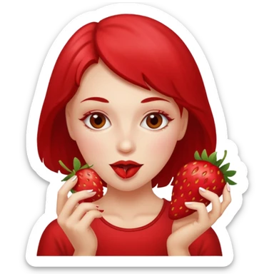 the woman eating strawberries
 sticker