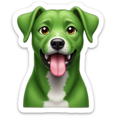 a green dog with his tongue sticking out sticker