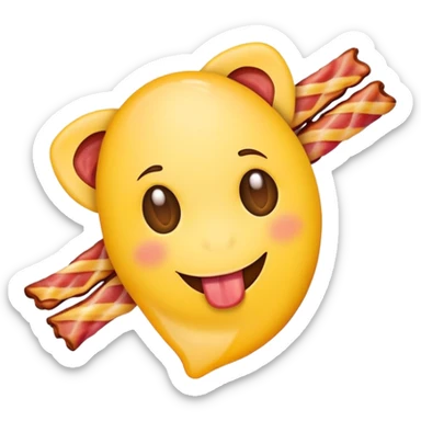 tongue out emoji holding a bacon strip sticker