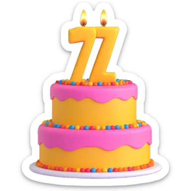 birthday cake with number 7 candle sticker