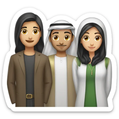 Arab asian and italian friends standing together sticker