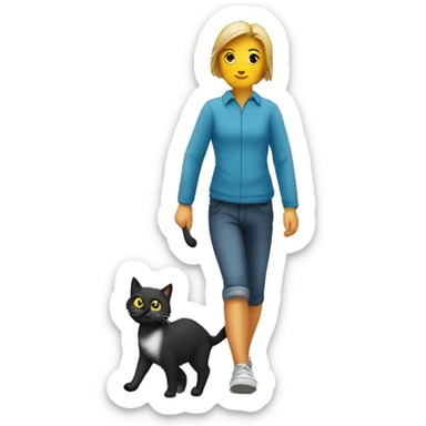 a cat walking its owner  sticker