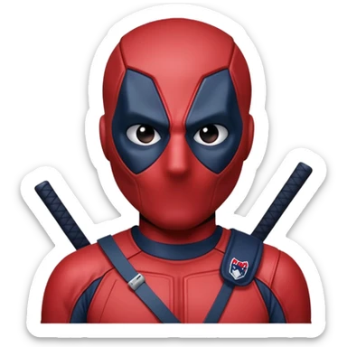 Deadpool with New England Patriots jersey sticker