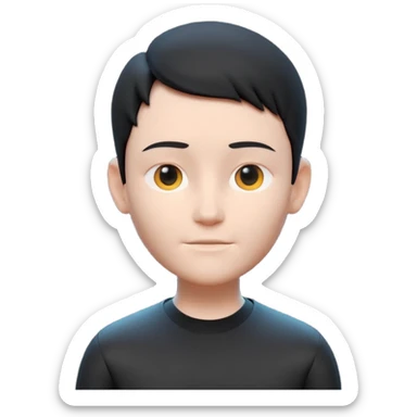 Minimalist 3D avatar, smooth matte plastic texture, soft cinematic lighting. The entire figure is completely black and matte. no eye sockets, no pupils, no eyebrows, clay render style, modern digital illustration, octane render. sticker