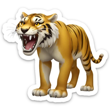 saber toothed tiger long fangs full body sticker