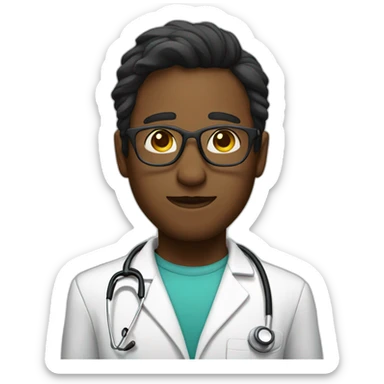 DOCTOR CON LENTES, DE TEZ OSCURA Y CABELLO NEGRO  sticker