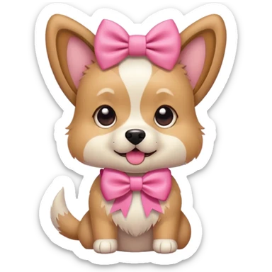 dog with pink bow playful expression sticker