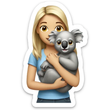 Girl holding koala  sticker